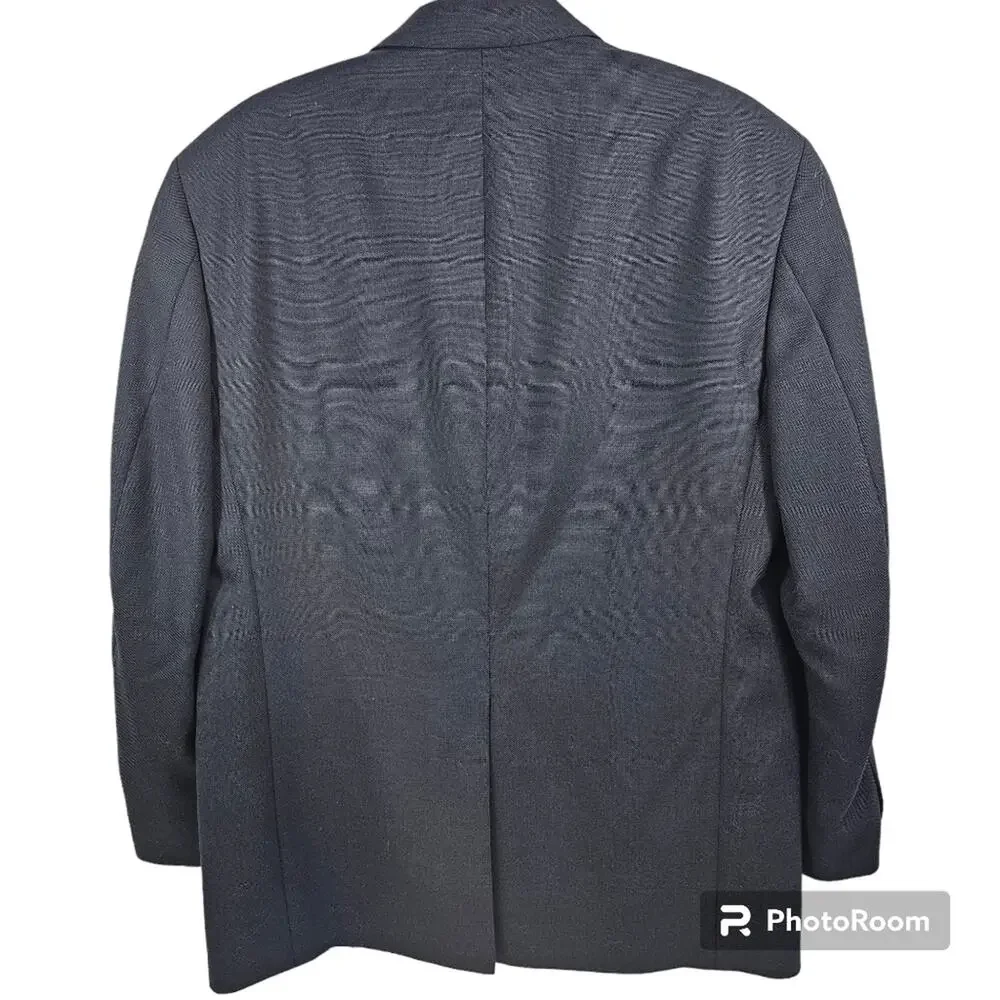 Stafford Polyester & Wool Blend Gold Buttons Navy Blazer Jacket 40R